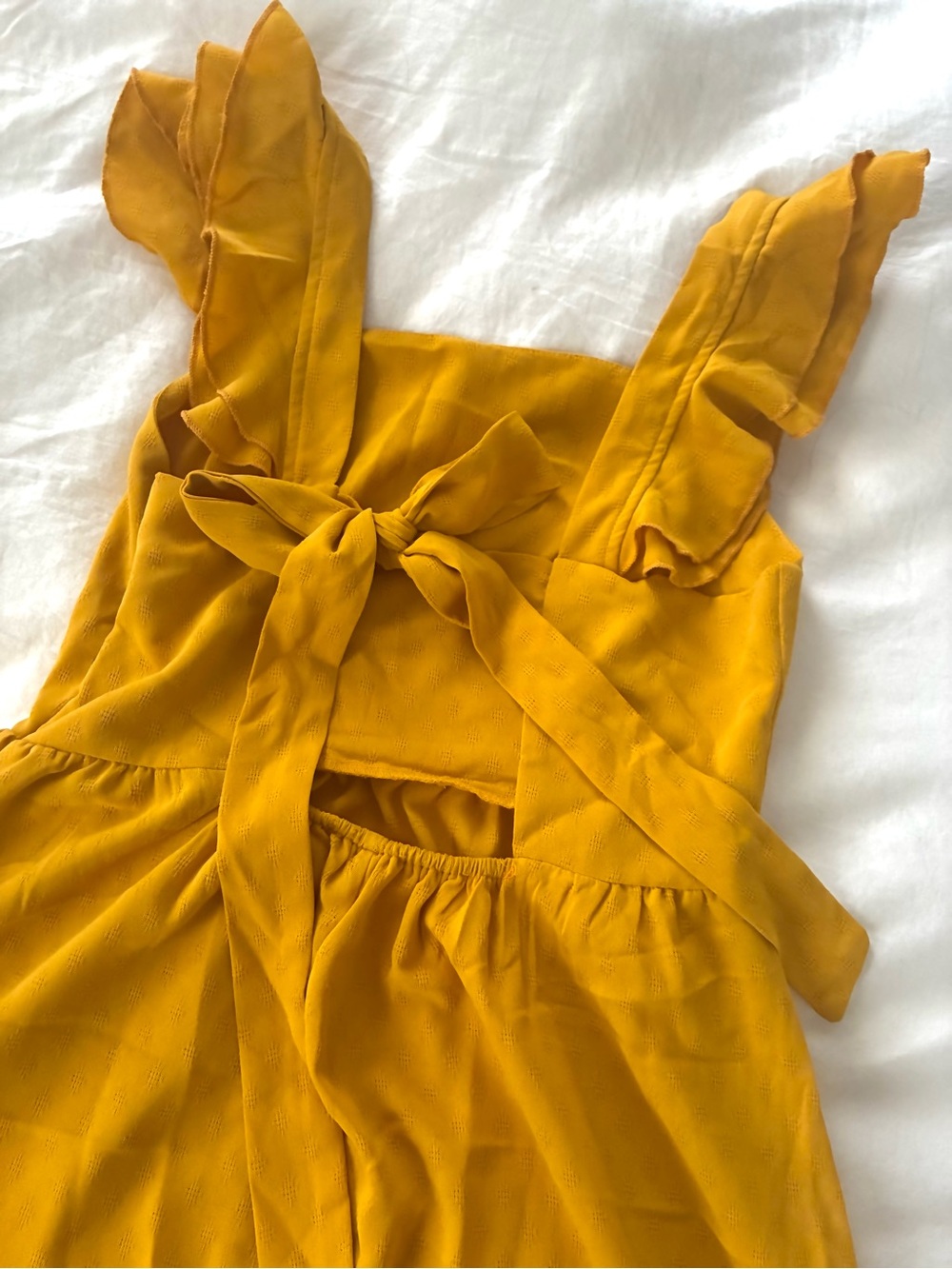 Shein Mustard Ruffle Tie-Back Sundress Size S